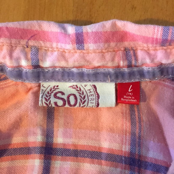 **CLEARANCE** SO - Girl's Plaid Shirt - Picture 9 of 9